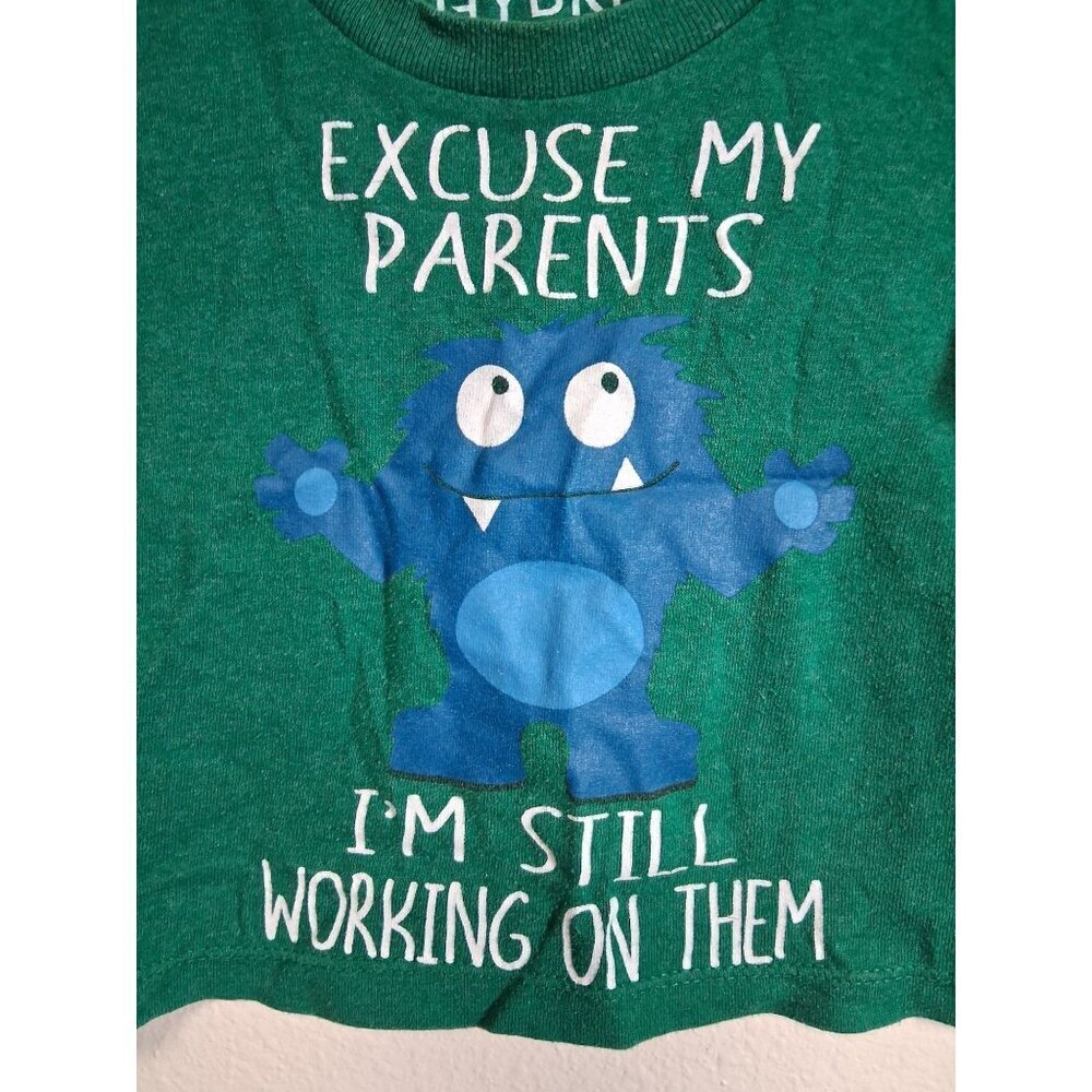 Hybrid Monster T-Shirt Funny Parents Short Sleeve Casual Green Size 12 Months